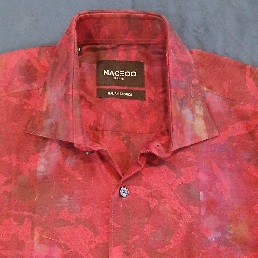 Men's Red Patterned Button Down Shirt